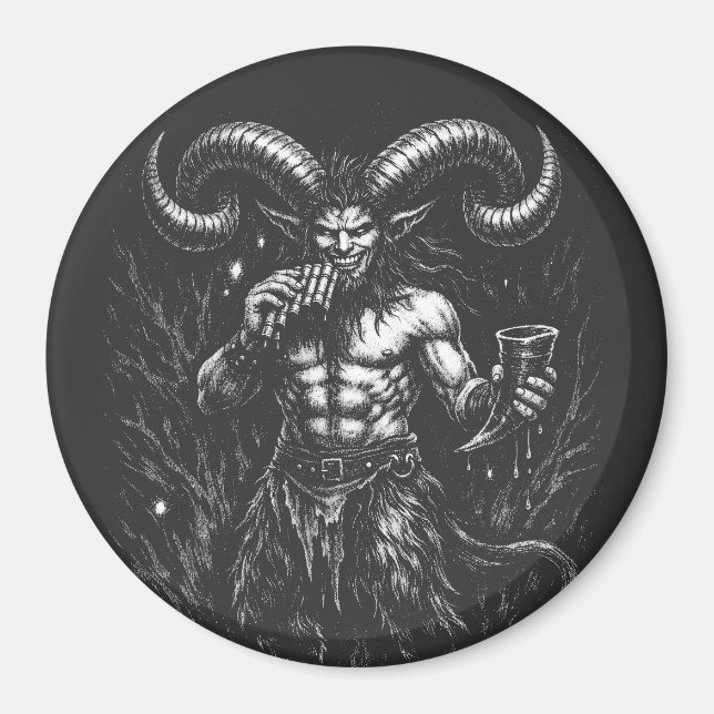 Gehörnter Wintersatyr — von BurnsInHell Magnet (Vorne)