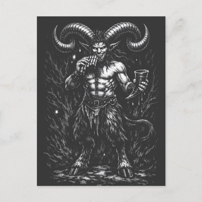 Gehörnter Wintersatyr — von BurnsInHell Postkarte (Vorderseite)