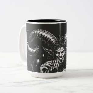 Gehörnter Wintersatyr — von BurnsInHell Zweifarbige Tasse