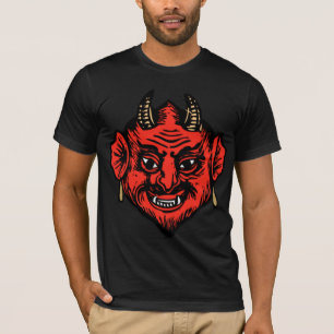 Gehörntes rotes Satan Teufel-Gesicht T-Shirt