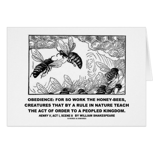 Gehorsam-Arbeits-Honigbienen Henry V Shakespeare (Vorderseite (Horizontal))