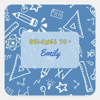 Gehört zu - personalisierte Schulaufkleber Quadratischer Aufkleber