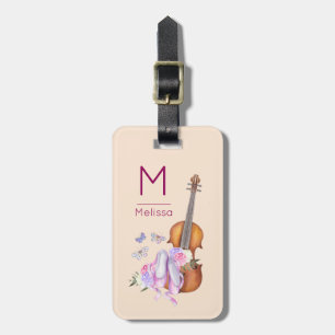 Geige, Ballettschuhe, Blume und Schmetterlinge Gepäckanhänger