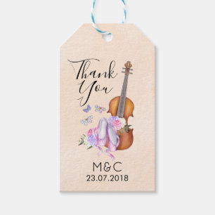 Geige, Ballettschuhe, Blume und Schmetterlinge Geschenkanhänger