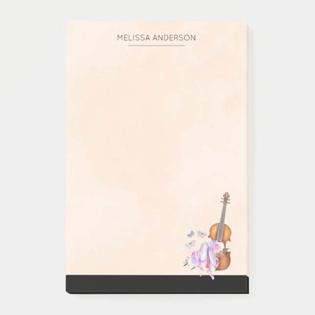 Geige, Ballettschuhe, Blume und Schmetterlinge Post-it Klebezettel (Vorderseite)