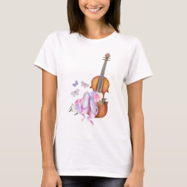 Geige, Ballettschuhe, Blume und Schmetterlinge T-Shirt