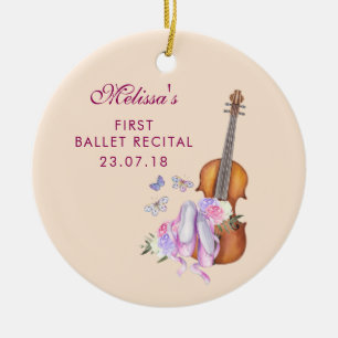 Geige, Ballettschuhe und Butterfliegen Ballett Erw Keramik Ornament