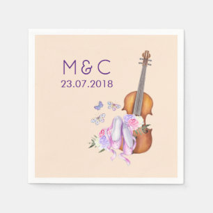 Geige, Ballettschuhe und Schmetterlinge Hochzeit Serviette