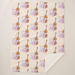 Geige, Ballettschuhe und Schmetterlingsmuster Sherpadecke