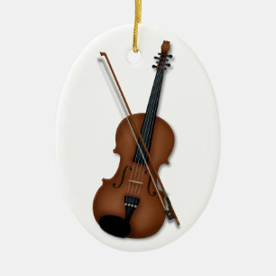 Geige & Bow Trompe L'oeil Musikinstrument Keramik Ornament