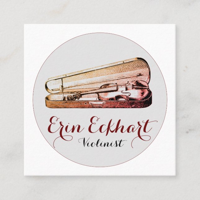 Geige im Fall Violinist Quadratische Visitenkarte (Vorderseite)