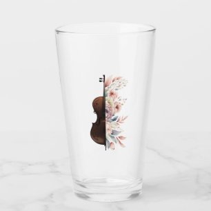 Geige mit Blume. Glas