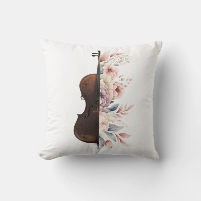 Geige mit Blume. Kissen (Vorderseite)