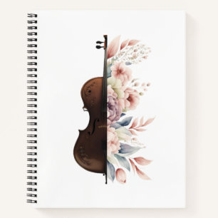 Geige mit Blume. Notizbuch