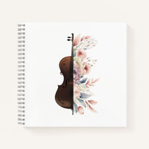 Geige mit Blume. Notizbuch