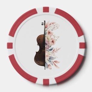 Geige mit Blume. Pokerchips