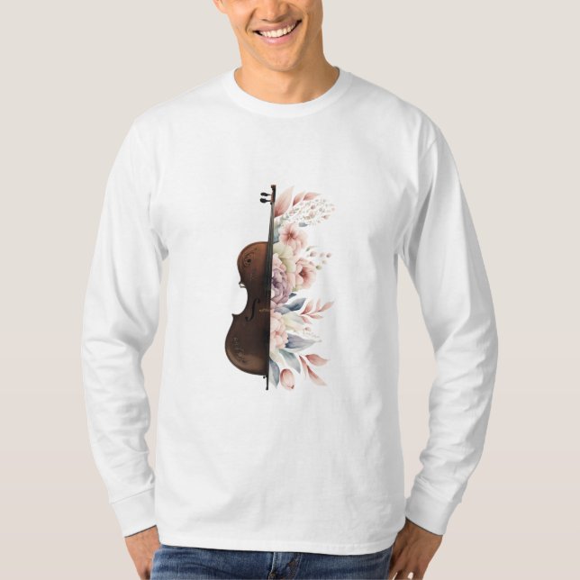 Geige mit Blume. T-Shirt (Vorderseite)