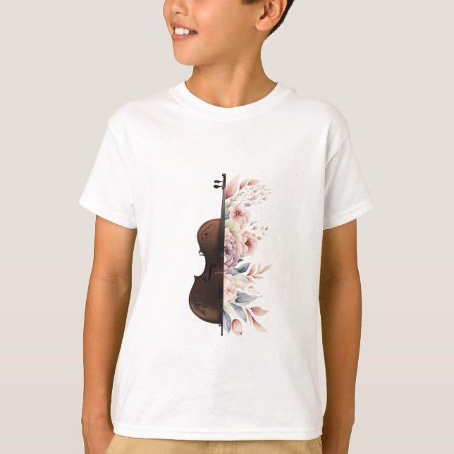 Geige mit Blume. T-Shirt (Vorderseite)