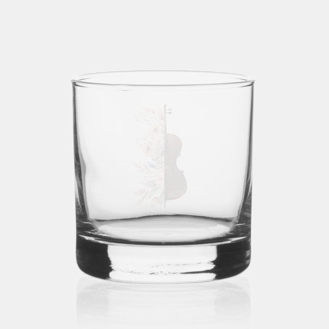 Geige mit Blume. Whiskyglas (Vorderseite)