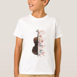 Geige mit Blumen. T-Shirt