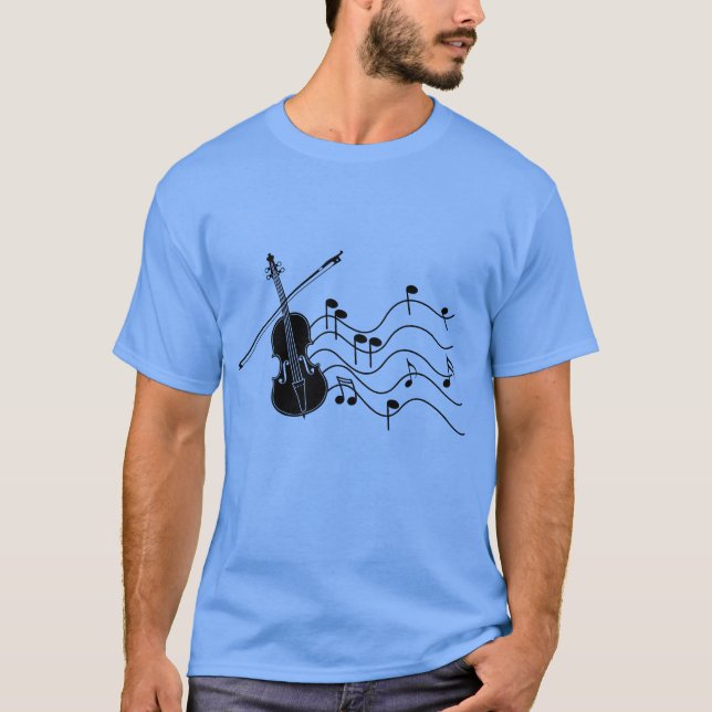 Geige mit Musiknoten Geschenk T-Shirt (Vorderseite)