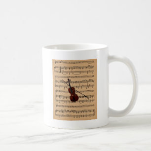 Geige mit Notenhintergrund Tasse
