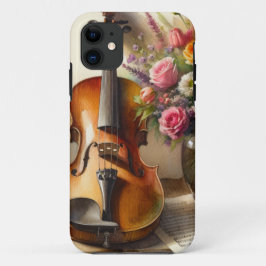 Geige, Noten und eine Vase der Blume Case-Mate iPhone Hülle
