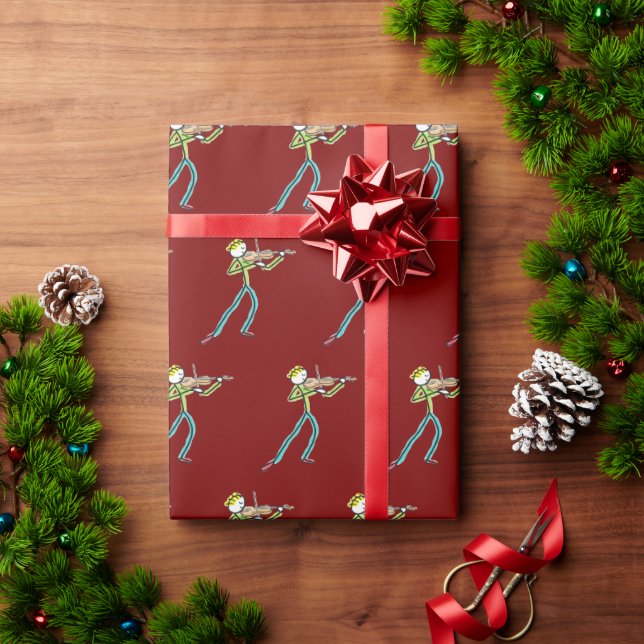Geige spielender Stockmann Geschenkpapier (Feiertagsgeschenk)