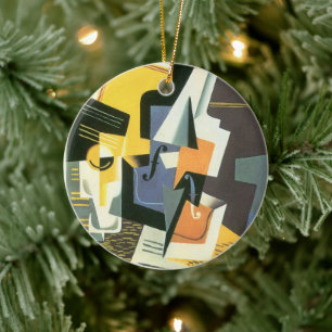 Geige und Glas von Juan Gris, Vintager Kubismus Keramikornament