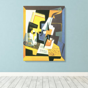 Geige und Glas von Juan Gris, Vintager Kubismus Leinwanddruck