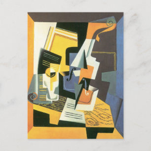Geige und Glas von Juan Gris, Vintager Kubismus Postkarte