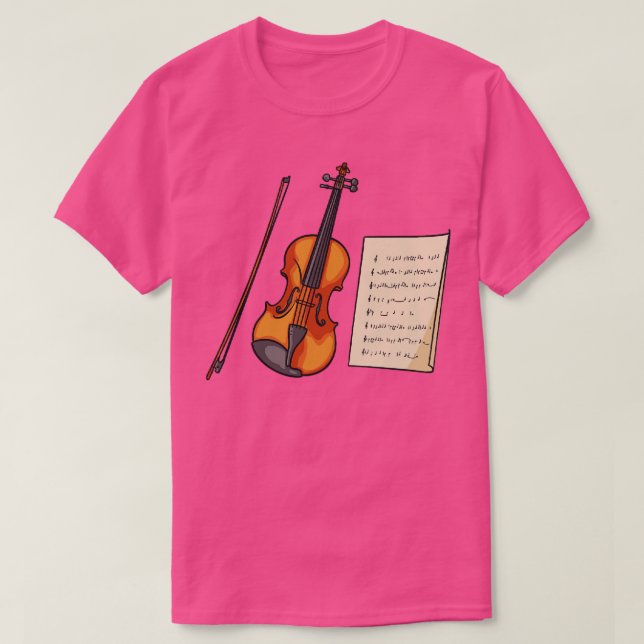 Geige und Noten T-Shirt (Design vorne)