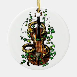 Geige und Schlange Keramik Ornament