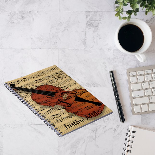 Geige und Vintage Noten Notizblock (Von Creator hochgeladen)