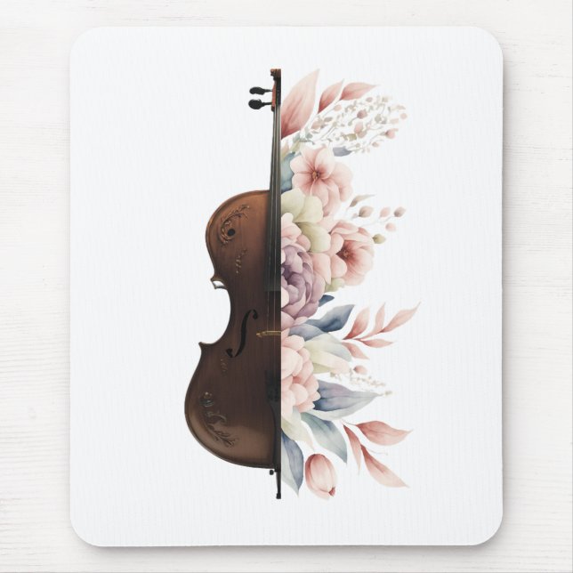 Geige unter Blume. Bouquet der Blume. Mousepad (Vorne)