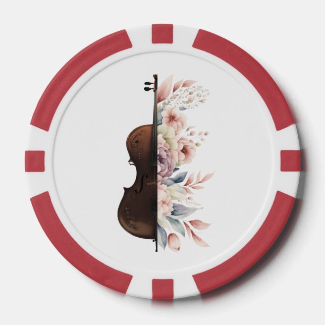 Geige unter Blume. Bouquet der Blume. Pokerchips (Vorderseite)
