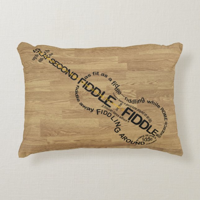 Geigen-Ausdruck-Wort-Kunst-Violinen-Form-hölzerner Zierkissen (Vorderseite)