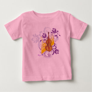 Geigen-Blumenwirbel Rosa Kleinkind Rüschen-T-Shirt Baby T-shirt