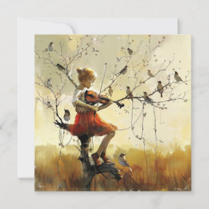 Geigen-Vogelgesang-Whimsical-Musikalische-Feiertag Feiertagskarte