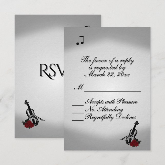 Geigenmusik Hochzeit RSVP Karte (Vorne/Hinten)