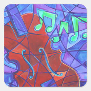 Geigenmusik-Mosaik-Kunstaufkleber Quadratischer Aufkleber