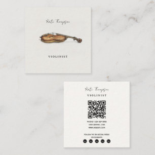 Geiger Vintage Violin Musiker Lehrer QR Code Quadratische Visitenkarte