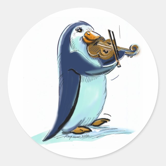 Geigerspieler Runder Aufkleber (Vorderseite)