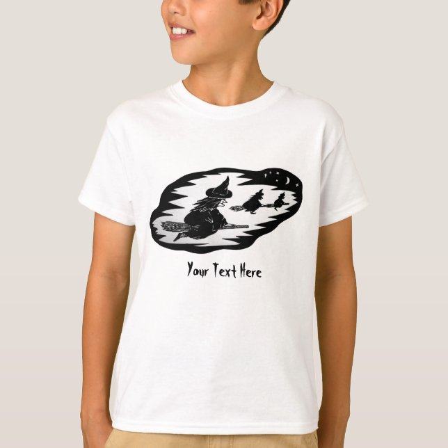 geile, fliegende Hexen auf Broomsticks halloween T-Shirt (Vorderseite)