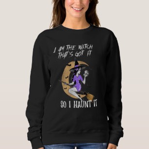 geile Hexe auf Halloween-Besen Sweatshirt