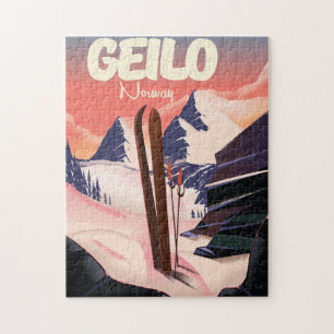 Geilo Norwegen schönes Skiplakat. Puzzle
