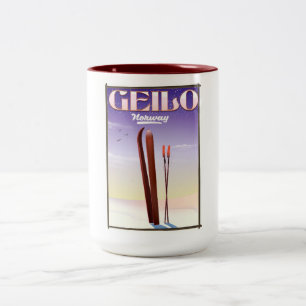 Geilo, Norwegen Skireiseplakat Zweifarbige Tasse