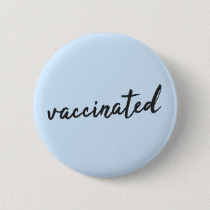 geimpft   Corona Blue Modern Handgeschriebener Cov Button