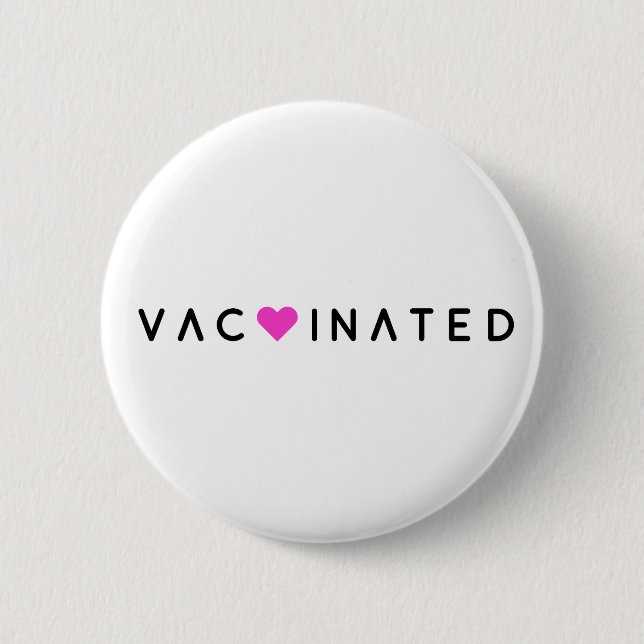 geimpft | Pink Heart Modern Covid-19 Button (Vorderseite)
