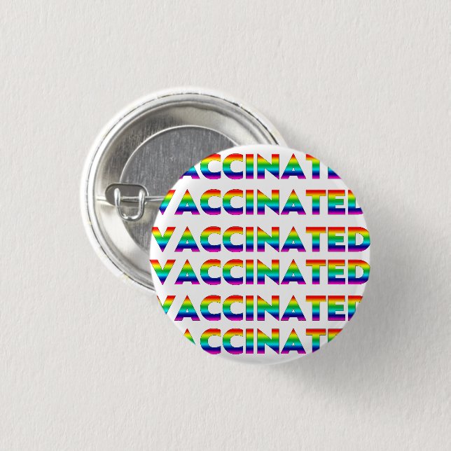 Geimpft, Pride lgbt lgbtq Schwulenbogenmuster Button (Vorne & Hinten)